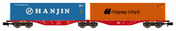 REE Modeles NW-095 - Flat Car Sggrss 80 with Container Loads HANJIN and HAPAG-LLOYD